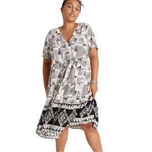 Maeve Anthropologie Harper Tunic Dress In Black White